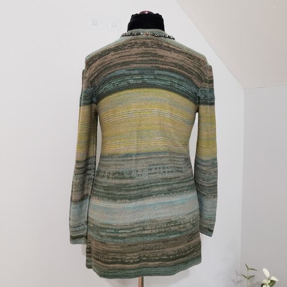 J. Jill Wool Blend Green Knit Open Cardigan Small - Picture 2 of 12